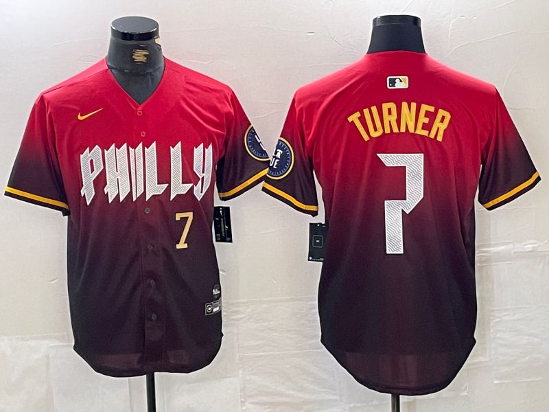 Men Philadelphia Phillies #7 Turner Red City Edition Nike 2024 MLB Jersey style 3->philadelphia phillies->MLB Jersey